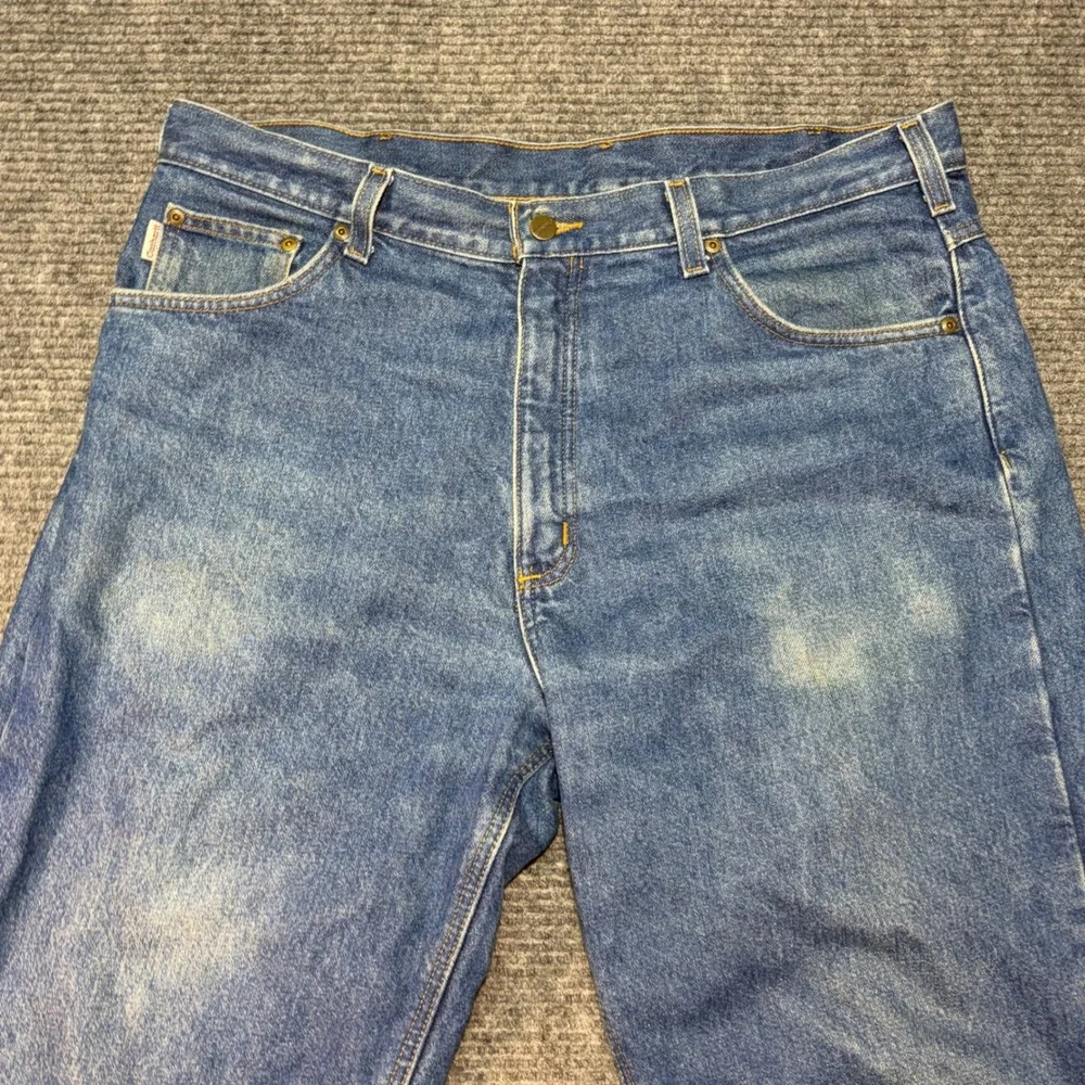 Carhartt Flannel Lined Relaxed Fit Straight Leg Jeans Mens 38x31 Blue Denim